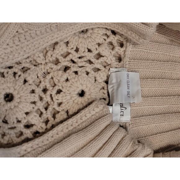 Great Cavalier by St Paul Womens Crochet Cardigan Sz L Ivory Full Zip Fur Detail - Picture 5 of 5